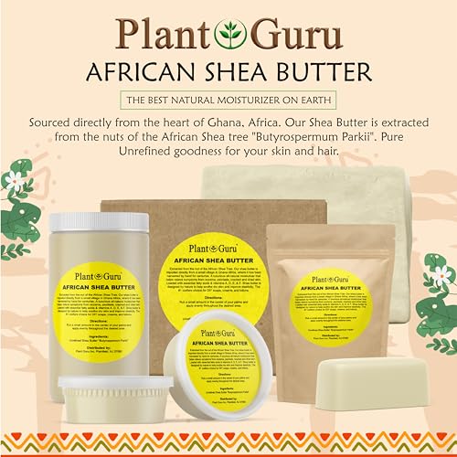 Plant Guru Raw African Shea Butter 32 oz. (2 Pack) Bulk 100% Pure Natural Unrefined IVORY - Ideal Moisturizer For Dry Skin, Body, Face And Hair Growth. Great For DIY Soap and Lip balm Making.