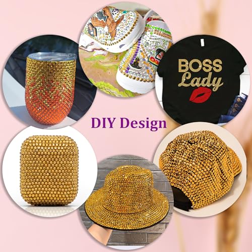 Mine Gold Resin Rhinestones 25000pcs 2-6mm with 1 Glue for DIY Crafts, Shoes & Nails (Mineral Gold, Large Pack + 1 Glue)