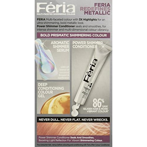 L'Oreal Paris Feria Multi-Faceted Shimmering Permanent Hair Color, 822 Rose Gold (Medium Iridescent Blonde), Pack of 1, Hair Dye