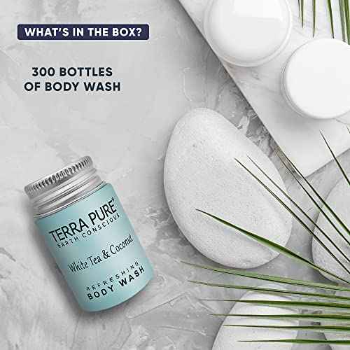 Terra Pure White Tea & Coconut Body Wash, Travel Size Hotel Amenities, 1 oz. (Case of 300)