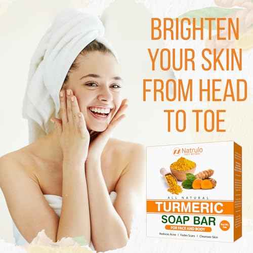 Natural Turmeric Soap Bar for Face & Body ? Turmeric Skin Brightening Soap for Dark Spots, Intimate Areas, Underarms ? Face Wash Reduces Acne, Fades Scars & Cleanses Skin ? 5oz Bars