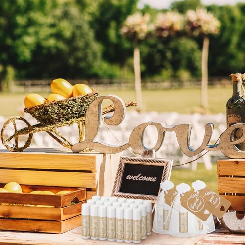 Leelosp Wedding Thank You Lip Balm Bulk Small Natural Moisturizing Mini Balm Lip Care Product Include Organza Bag and Appreciation Card for Women Baby Shower Favors, 5 Fragrance(50 Sets)