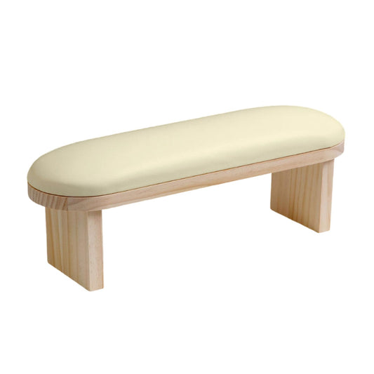 TANG SONG Extra High Wooden Base Sponge Manicure Hand Rest Pillow Wooden Nail Stand Hand Holder Nail Table Manicure Armrest Cushion (Cream Yellow)