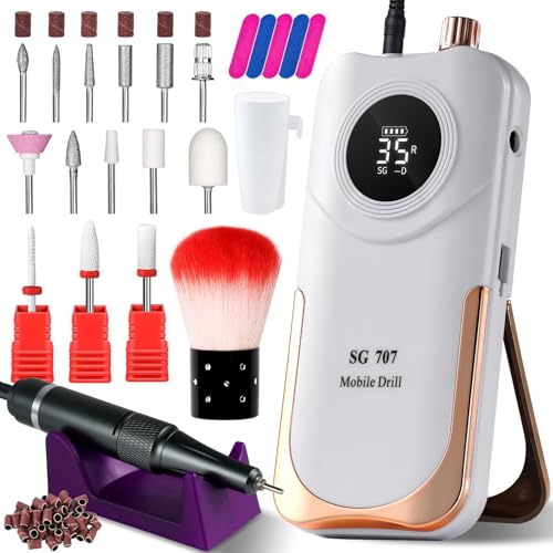 Cordless Nail Drill Kit 35000RPM with LCD Display & 14 Bits