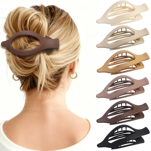 Flat Lay Down Claw Clips 6 Pack - Hair Accessories for Women