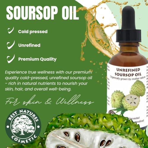 Virgin Soursop Oil (Anona Muricata, Graviola, Guanabana) ? 100% Pure, Organic, Cold-Pressed, Unrefined ? 2oz - 60ml ? Natural Facial Oil & Moisturizer for Dry, Damaged, or Sensitive Skin