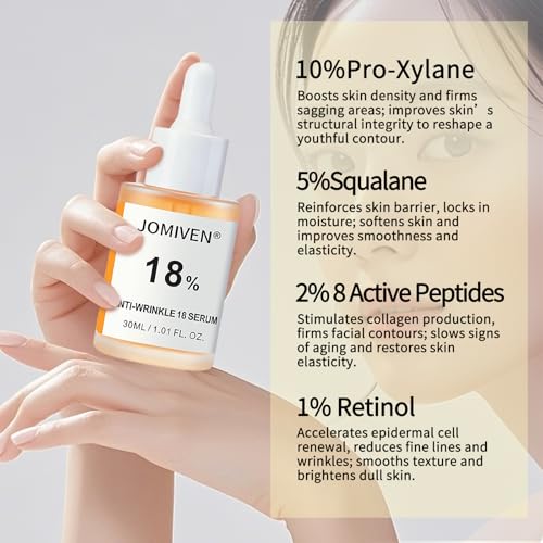 Anti-Wrinkle 18% Serum-10% Pro-Xylane and 1% Retinol - 5% Squalane and 2% Octapeptide Complex - 18% Active Formula Firms skin, smooths fine lines, and repairs the barrier