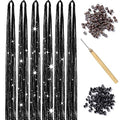YOOONXI Black Hair Tinsel Kit - 1200 Strands, Heat Resistant Extensions