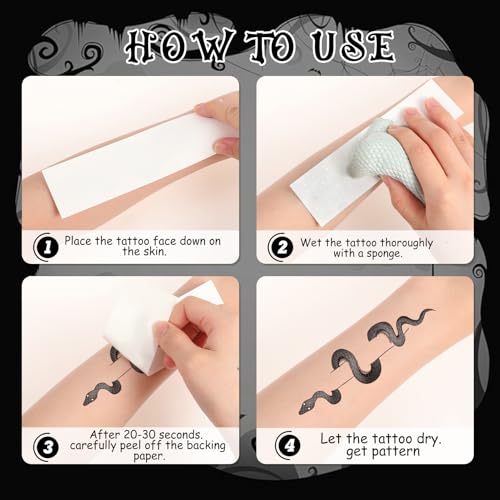 6 Pcs Skeleton Face Temporary Tattoos for Halloween