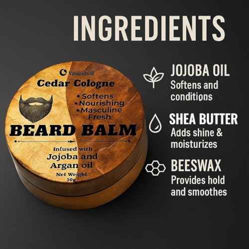 Beard Balm for Men, Cologne Scented with Shea Butter, Jojoba and Argan Oil, Nourishing and Taming Formula, 50g