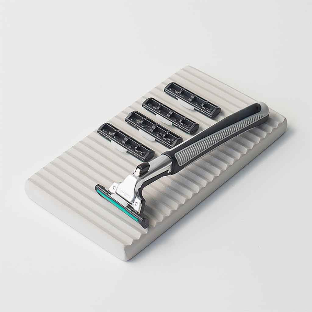 NICITY Diatomite Razor Holder for Shower,Water Absorption Fast Drying Natural Diatomite Tray for Razor Soap Shaving Cream Foam Bottle Face Wash (Light grey)