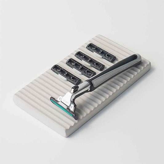 NICITY Diatomite Razor Holder for Shower,Water Absorption Fast Drying Natural Diatomite Tray for Razor Soap Shaving Cream Foam Bottle Face Wash (Light grey)