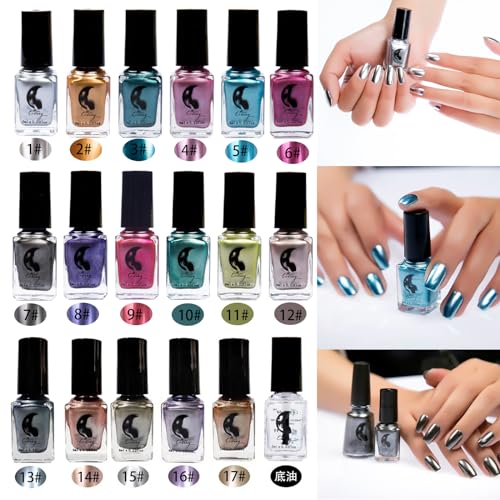 Cherry Pink Metallic Mirror Nail Polish - Long-Lasting 6ml