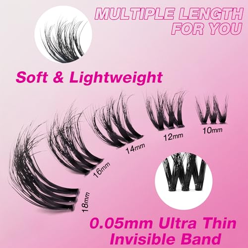 VEYESBEAUTY Lash Clusters 14mm Fluffy 3D Wispy Eyelashes