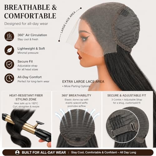 30 Inch Lace Front Wig - Synthetic Heat Resistant Pre-Plucked HD Lace