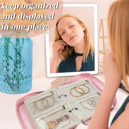 Travel Jewelry Organizer Case with 24 Pouches | Pink