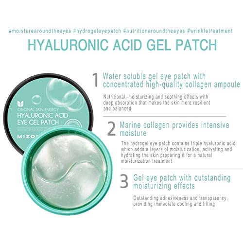 MIZON Hyaluronic Acid Eye Gel Patch, Collagen Patches, Eye Masks, Treatment for Puffy Eyes, Eye Pads for Dark Circles, Under Eye Bags, Wrinkle Care, Moisturizing, Improves Elasticity (30 PAIRS)