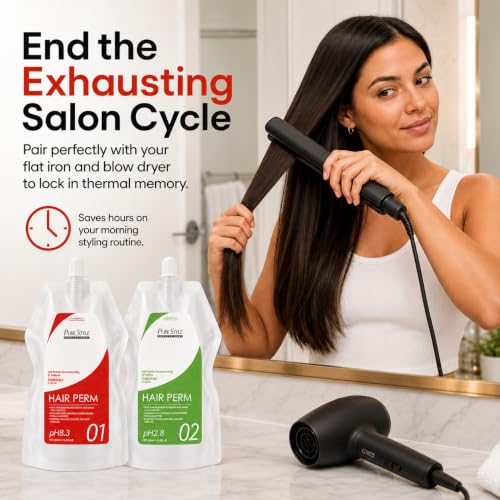 PureStyle Hair Perm Kit - Long-Lasting Japanese Straightening & Frizz Control