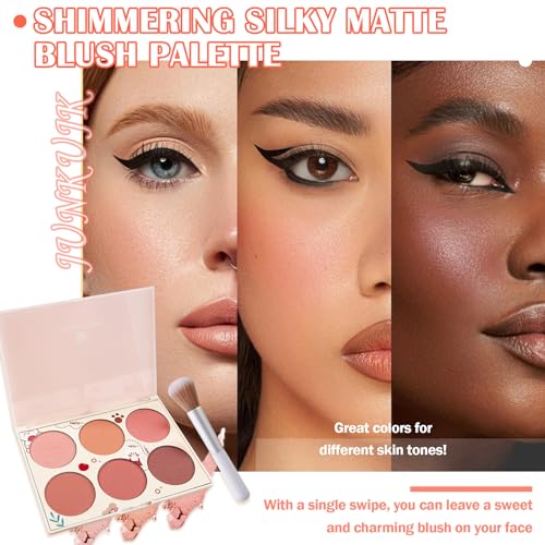 6-Color Blush & Contour Palette with Highlighter and Brush