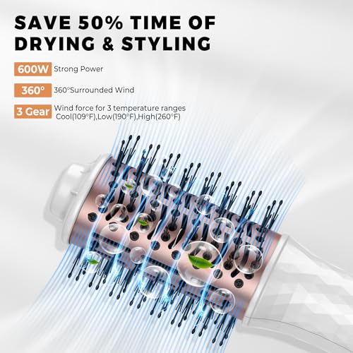 4-in-1 Mini Travel Hair Dryer Brush for Drying, Straightening & Curling