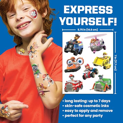 Paw Patrol Temporary Tattoos for Kids, 50-Pack
