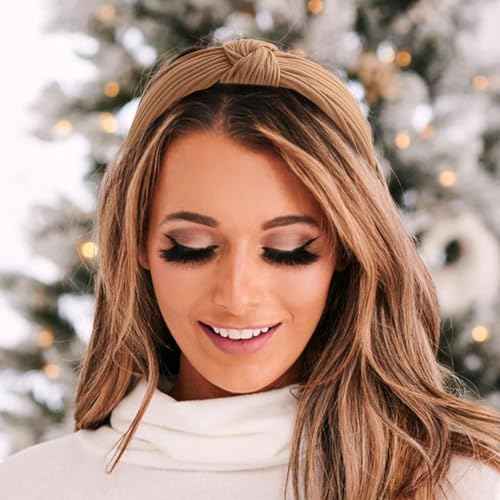 DRESHOW 8 Pack Knotted Headbands for Women Wide Turban Headband Yoga Exercise Ribbing Hair Hoop Hair Bands Accessories