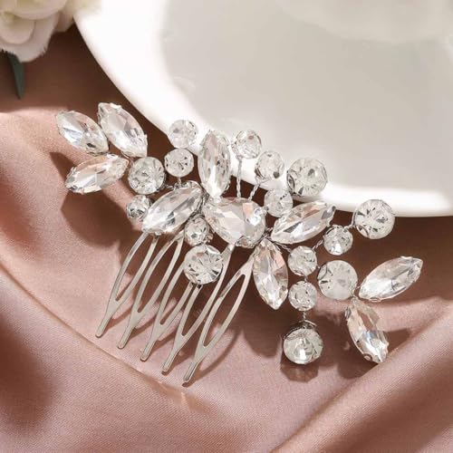 Silver Rhinestone Wedding Hair Comb Bridal Hairpiece