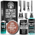 Viking Revolution Men's Hair Care Kit - Sea Salt Spray, Clay, Powder & Combs