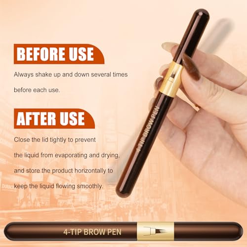DUDUDU 4-Tip Microblading Eyebrow Pen - Waterproof Black Brow