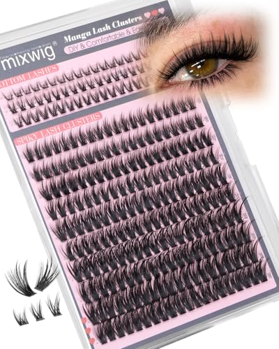 Lvmixwig Spiky Volume Wispy False Eyelash Clusters with Bottom Lashes 5-18MM