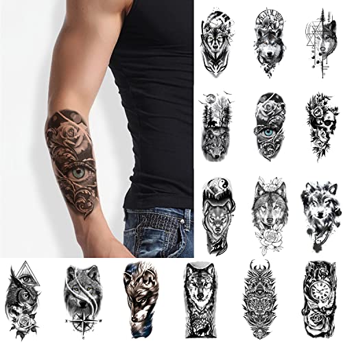 Realistic Temporary Tattoos | 15-pack Waterproof Fake Tattoos, 5-7 Days