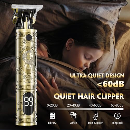 Solati Gold Men's Hair Clippers - Professional Cordless Trimmer with LCD Display & Titanium Blades