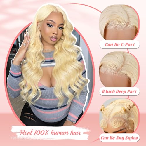 613 Blonde Body Wave Lace Front Wig - Human Hair 22 Inch
