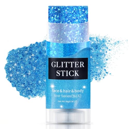 Blue Holographic Glitter Stick - Waterproof Shimmer for Face & Body