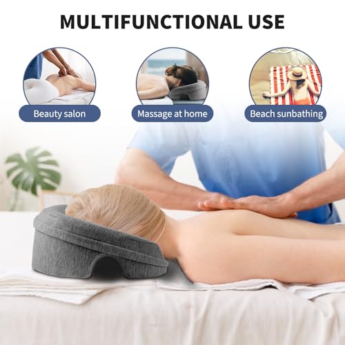Face Down Pillow Massage Headrest for Bed, Stomach Sleeping Pillow, Face Cradle, BBL Pillow After Surgery Post Eye Surgery Recovery Equipment for Massage Tables,Piercing Pillows Removable Cover Black