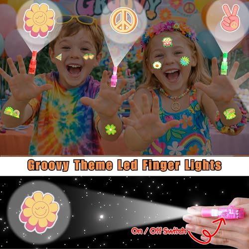 72 PC Groovy Party Favor Set | LED Finger Lights & Glow Tattoos