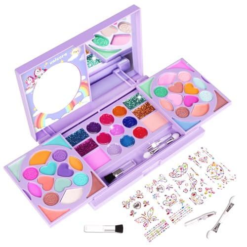 Kids Makeup Kit for Girls Washable Cosmetic Set with 36 Eyeshadows & Lip Glosses