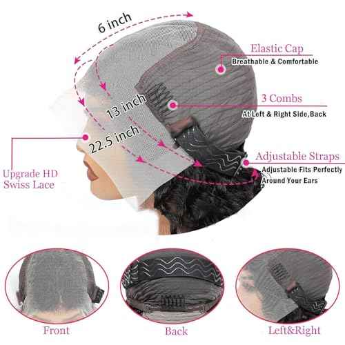 22 Inch Deep Wave Lace Front Wigs Human Hair Pre Plucked 200% Density 13x6 HD Lace Frontal Wigs with Baby Hair Deep Curly Wet and Wavy Glueless Wigs for Women (Natural Black, 22 Inch)