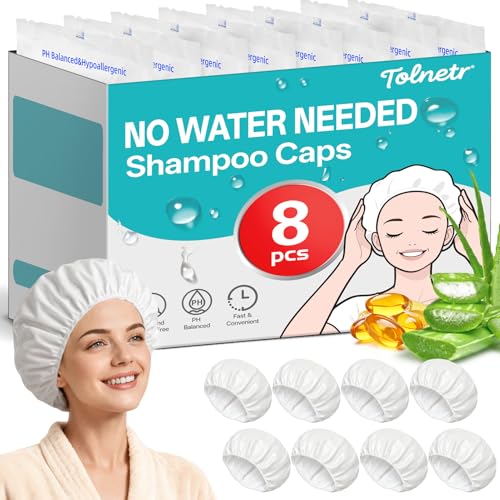 Tolnetr 8-Pack Waterless Shampoo Caps for Bedridden Patients