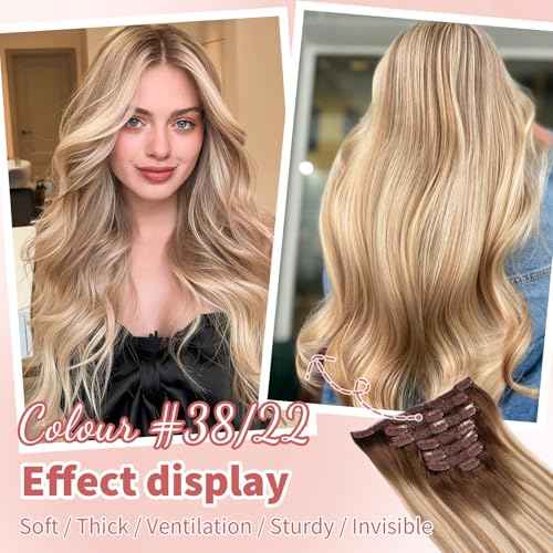 human hair clip in extensions Soft&Natural clip in hair extensions real human hair 120g 7pcs Straight&Invisible (14Inch #3822)