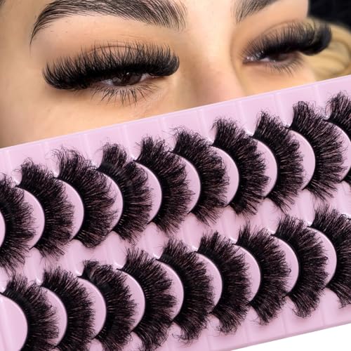 8D Mink Lashes 20mm Fluffy Volume - 10 Pairs False Eyelashes