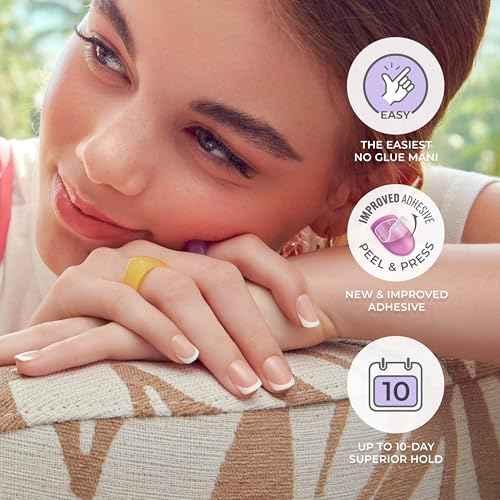 KISS imPRESS No Glue Mani Press On Nails, French, 'Glimpse', White, Medium Size, Coffin Shape, Includes 30 Nails, Prep Pad, Instructions Sheet, 1 Manicure Stick, 1 Mini File