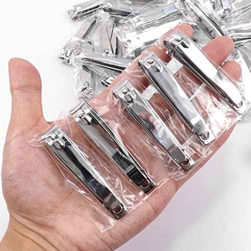 Individually Wrapped Nail Clippers Stainless Steel Fingernail Clippers Bulk, Sturdy Toenail Clippers Thick Nail Tip Cutter Trimmer for Homeless/Men and Women/Hotel 6.8cm X 1.2cm (Set of 100)