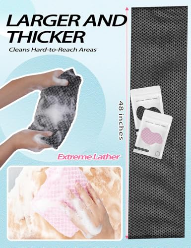 Exfoliating Shower Towel 48" - Dual-Sided Body Scrub Cloth