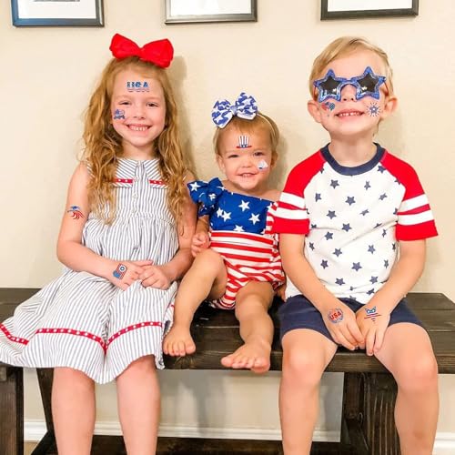 288PCS 4th/Fourth of July Tattoos for Kids, Glow in the Dark Tattoo Patriotic tattoos Patriotic Party Decorations Favors Supplies 48 Designs for Fourth of July Party, Independence Day party