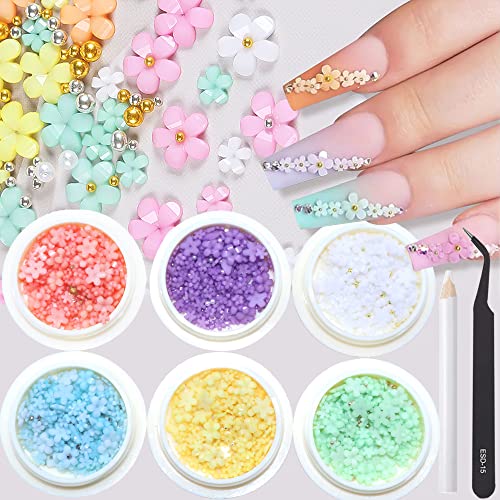 BELICEY 300Pcs 3D Wood Pulp Flower Nail Art Charm Butterfly Nails Art Flower Nail Charms Clear Bow Butterfly Nailfor Nail Art Decoration & DIY Crafting Design