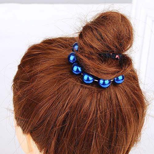 AKOAK Sweet and Elegant Simulation Big Pearl Hair Rope Handmade Beaded Elastic Hair Tie Hair Accessories, Ponytail, Girls and Ladies Hair Accessories, Pack of 1 (Blue)