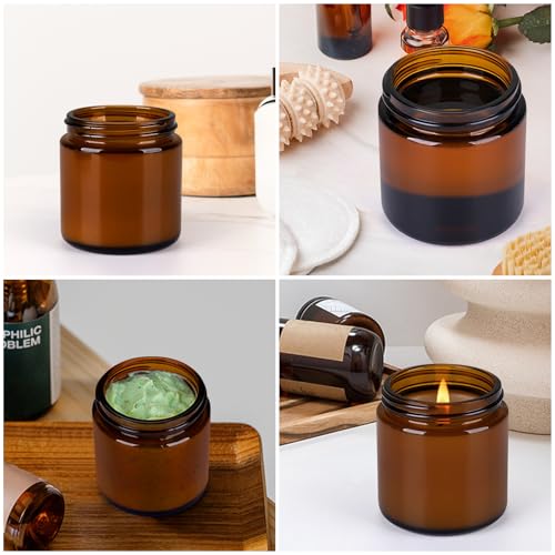 Accmor 4 oz Amber Glass Jars - Leakproof Cosmetic Containers, 4 Pack