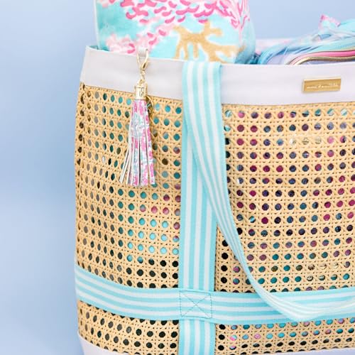 Beachside Haven Caning Beach Tote Bag with Hat Holder & Tassel Keychain
