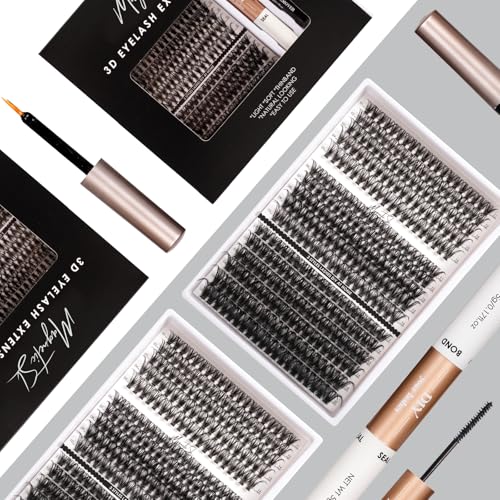 Magnetic SL 320pcs Lash Extensions Kit 40D 50D 100D - DIY False Lash Clusters with Bond+Seal, Remover, Applicator (11-20mm) - Includes 3 Styles